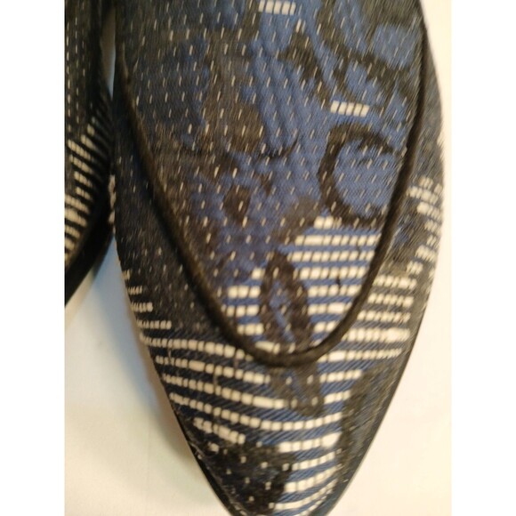Sole Society 7.5 Winslow Navy Stripe Floral Jacquard Embroidery Loafer Pointed - Picture 12 of 16